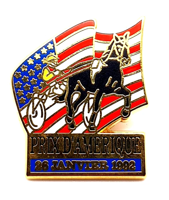 Pin's Rare Prix D'Amérique 1993 - Sport Hippique Trot - 3D - Fabriqué En France