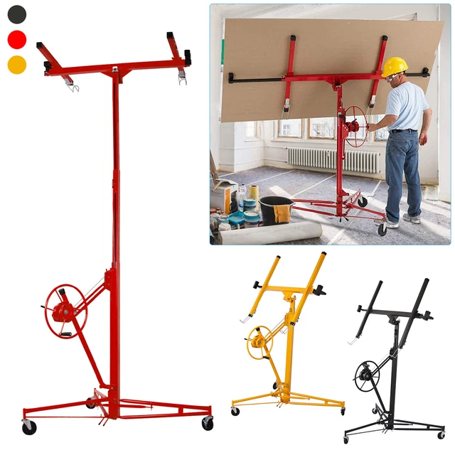 Drywall Rolling Lifter Panel Hoist Jack Lifter 11 Ft w/ Lockable Wheels 150lbs