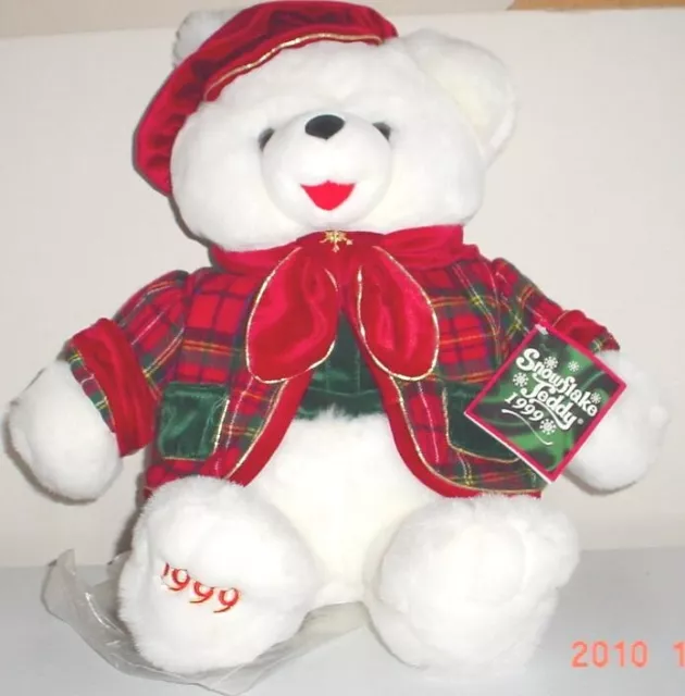1999 WalMART CHRISTMAS Snowflake TEDDY BEAR White Boy 22" Red Outfit Nice NWT