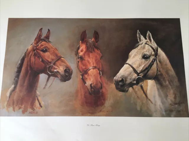Art print horse racing Arkle - Red Rum - Desert Orchid 21”x31” Susan Crawford