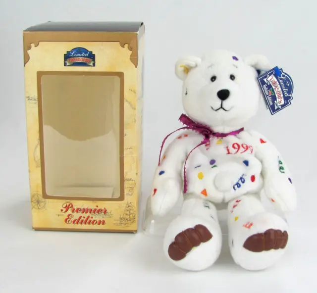 Limited Treasures Beanie Plush Bear Celebration 1998 Premier w/ OPEN BOX & TAGS