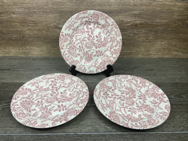 Churchill England PINK PEONY  Salad Plates 8-1/8" ~ Set Of 3