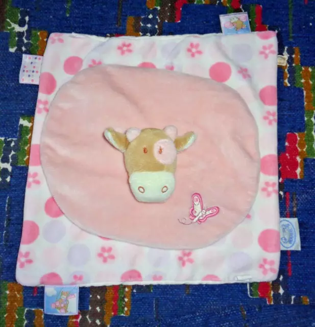 Op / Doudou Plat Noukies Lola Blanc Rond Rose Fleur Papillon  Ttbe