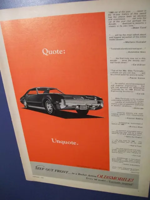 1966 Oldsmobile Olds Toronado mid-size-mag car ad -"Quote: Unquote."