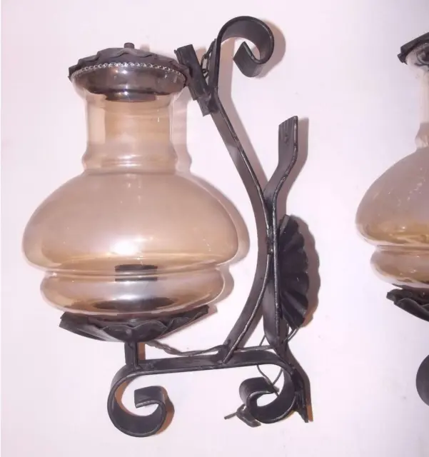 antica applique ferro battuto ampolla vetro ambrato stile classico disponibili2
