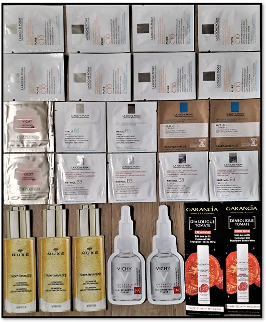 Promo Lot 20 + 5 Echantillons  Anti Rides Garancia,Nuxe,Vichy,La Roche Posay