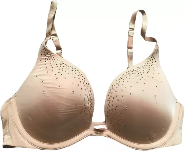 VICTORIA's SECRET Tan Rhinestone Jeweled Push-Up Underwire Bra Top 32C 32 C