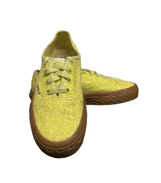Vans Womens Size 5.5 Neon Yellow Ice Cream Glitter Sneakers Skate Shoes