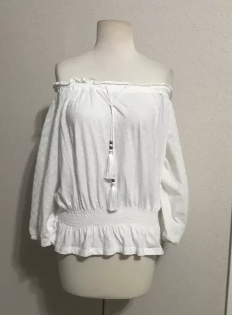 NWT Woman's  (1X) Lauren Ralph Lauren Cotton Eyelet Off-The-Shoulder Blouse $135