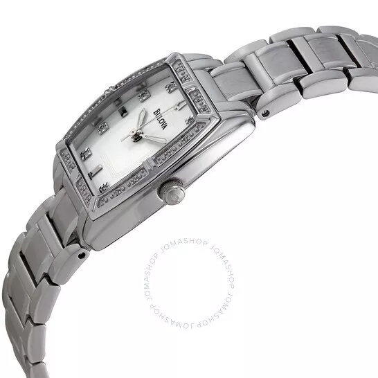 Bulova 96R162 Highbridge White Mop Diamond Dial Silver Steel Womens Watch 2