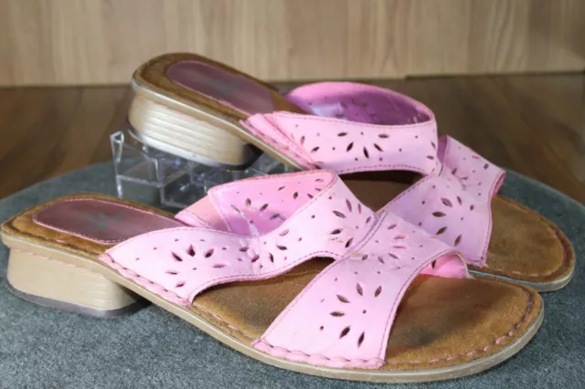 Life Stride Womens Shoes Slides Sandals Leather Slip On Sz 8.5-9.5