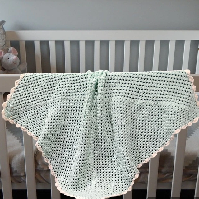 Heirloom Baby Blanket, Afghan Blanket Crocheted  30" x 30" Granny Stitch Blanket