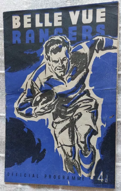 Belle Vue Rangers Home rugby league programme v Hunslet  April 10th 1948