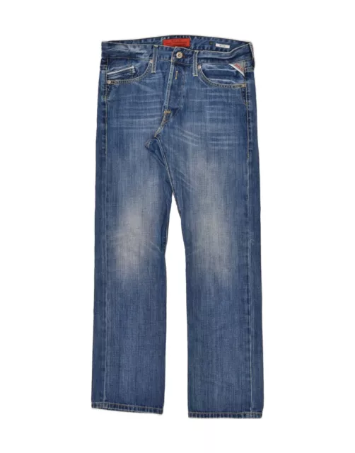 REPLAY MENS WAITOM Straight Jeans W31 L30 Blue Cotton BL29 $25.12 ...