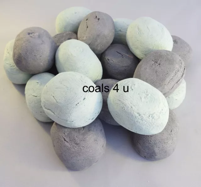 Gas Fire Replacement Pebbles Coals 10  Duck Egg & Grey Stones New Autumn Range