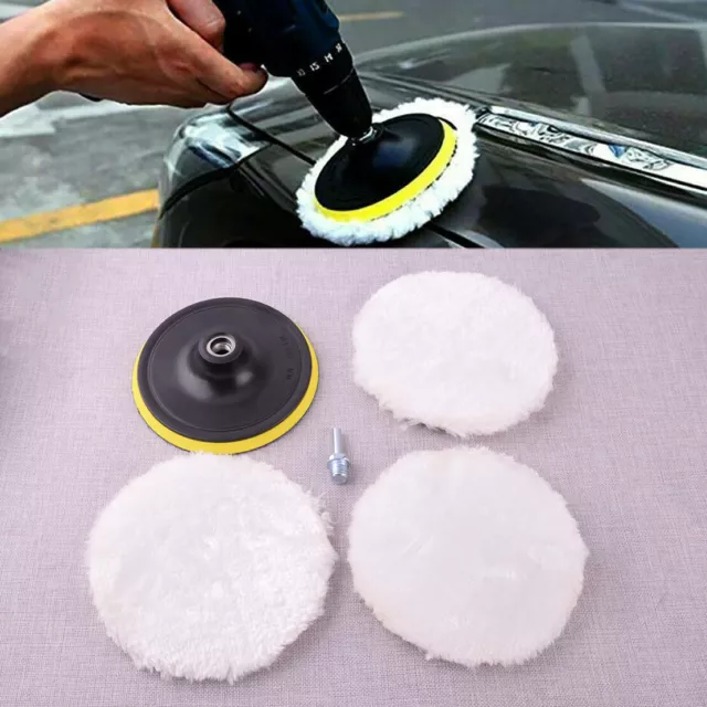 5" Car Polishing Pads Buffing Wool Wheel Mop Kit Bonnet Buffer Pad Polisher Use