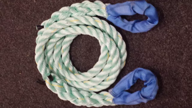 Tow Rope Recovery 4X4 24Mm Polysteel With Proctected Eyes 5 Metre