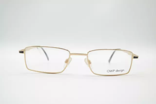 Vintage OWP Design 8526 Or Bleu Carré Lunettes Monture Lunettes NOS