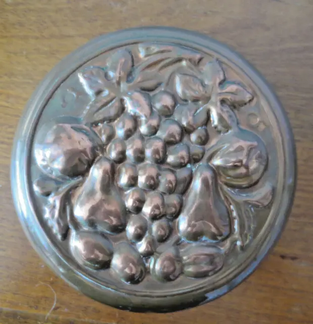 Vintage Copper Fruit Jelly Mould With Brass Loop