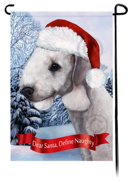 Dear Santa, Define Naughty Garden Flag - Blue Bedlington Terrier 013