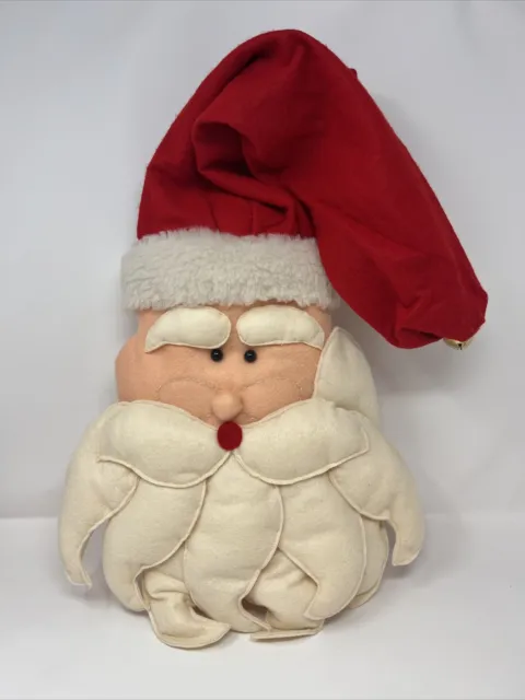 Vintage Christmas Santa Head Felt Wall Hanging Door Decor 22”