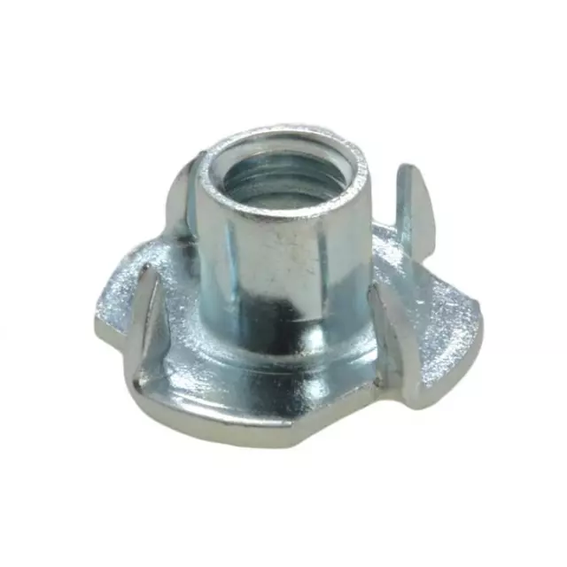 Qty 2 Tee Nut M8 (8mm) Zinc Plated 4 Prong T Nut Blind Timber Wood