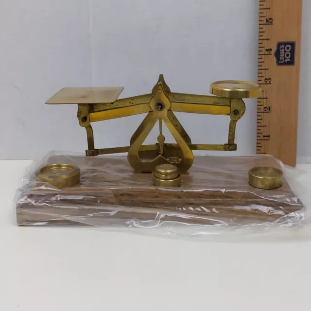 Vintage Gatco Scale Brass Wood Weights Balance Home Decor