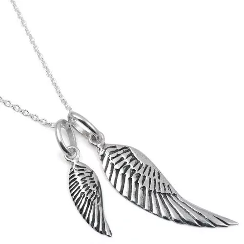 Sterling Silver 925 Wings Necklace Angel Wings Cute Necklace Faith Jewelry N136