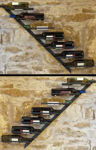 Portabottiglie Vino Metallo Parete Nero Diagonale 100 CM Porta Bottiglie