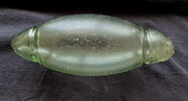 Vintage Japanese Glass Ball Fishing Float Rolling Pin Style with Unusual Ends