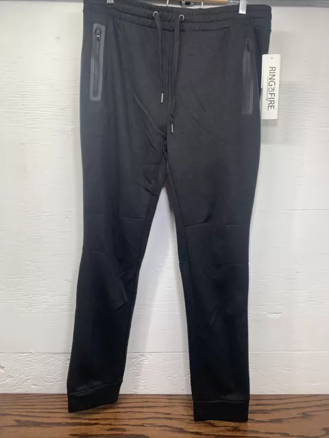 Ring Of Fire Adjustable Joggers W/ Pockets Black Mens Size Large