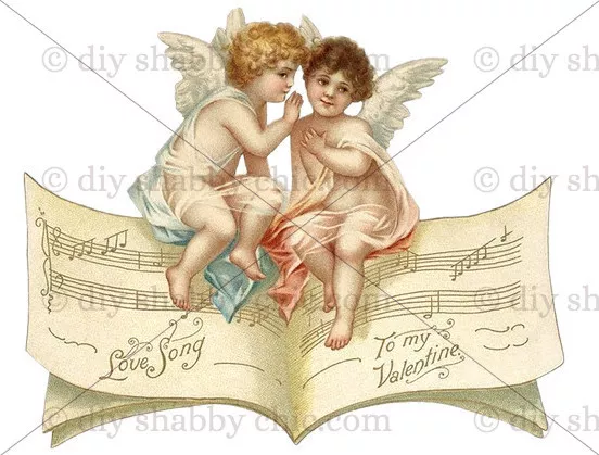 Furniture Decal Image Transfer Vintage Antique French Upcycle Love Song Angels