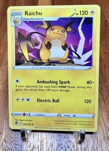 Raichu 050/195 Non Holo Silver Tempest Pokemon Card NM