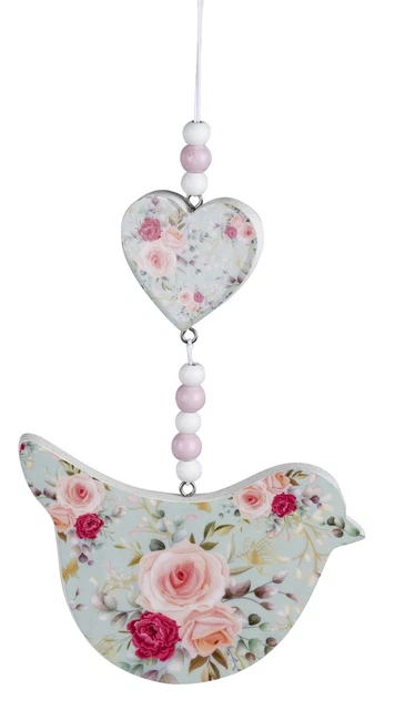 Fenster-Hänger Uccello Con Decorazione Rose Finestra Menta Verde 30cm Haengedeko
