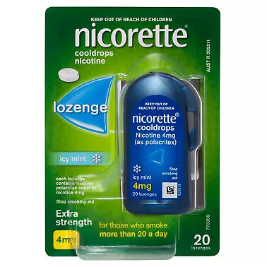 Nicorette Lozenge Cooldrops Nicotine Extra Strength Icy Mint 20 Pack