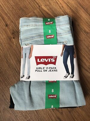Levi’s girls’s 2-Pack Pull On Jeans for Age 8 years - Black And Light Blue BNWT