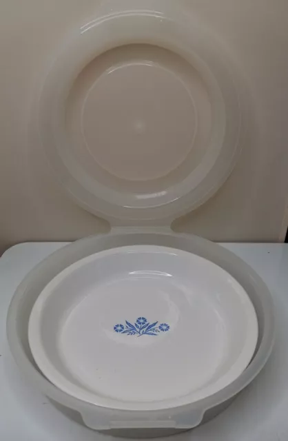 Vintage Corning Ware Blue Cornflower P-309 9x1 1/4" pie plate & Pyrex Pie Keeper