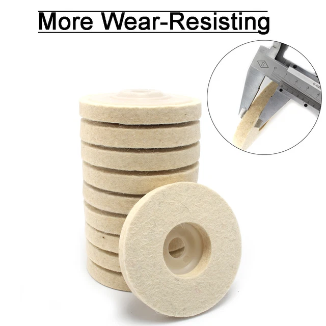 100mm 4 Inch Wool Felt Polishing Wheel Buffing Pads Disc for Angle Grinder 10Pcs