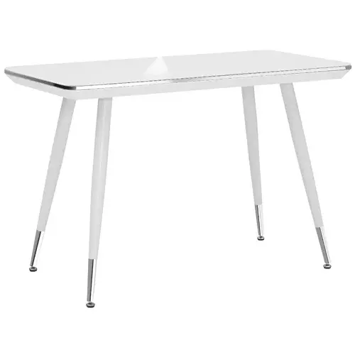 Schreibtisch Tisch aus Metall mit Glastischplatte weiß/silber