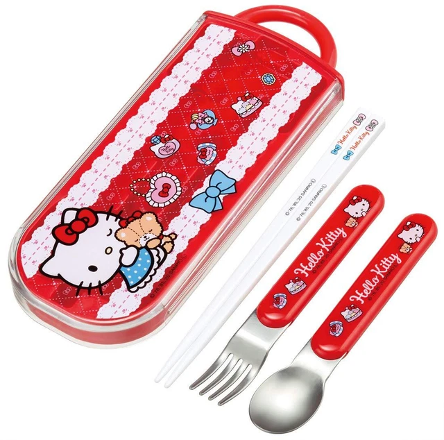 Skater Children's Ag+ Antibacterial Trio Set Chopsticks Spoon Fork Hello Kitty