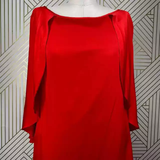 Milly New York Grace Cape Flutter Sleeve Mini Dress Red Silk Cocktail Size 4 2