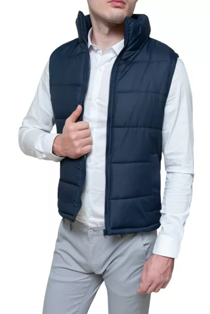 GIUBBOTTO PIUMINO UOMO CASUAL SMANICATO GILET BLU INVERNALE tag S M L XL XXL 3XL