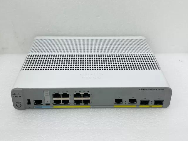 Cisco 2960-CX Ethernet Switch Catalyst WS-C2960CX-8TC-L w/ Power Cord - Used