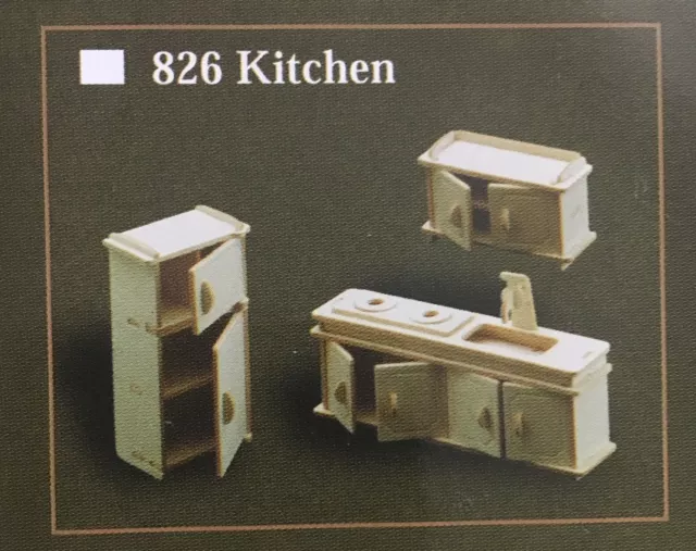 1/12th Scale Kitchen Room Furniture Set, Dolls House Miniatures