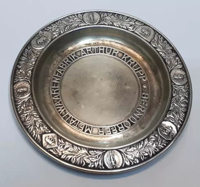 Arthur Krupp Bendorff RARE ashtray small plate ad full marked silver plated 10cm