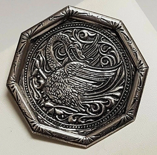 Broche Dragon Volant En Argent 800/1000° Poinçon Sanglier - Bijou Ancien Circa 1900, Très Bon état