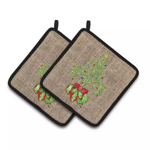 Carolines Treasures 8745PTHD Christmas Tree Fleur De Lis Pair of Pot Holders ...