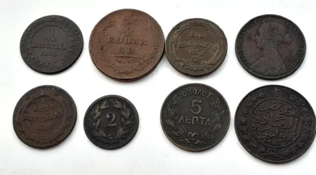 Lot de 8 pièces de monnaie ancienne étrangère