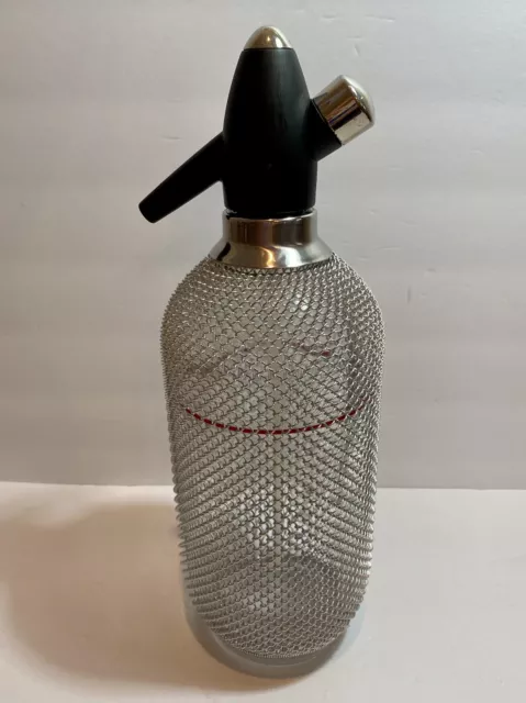 VTG ISI Soda SYPHON Selzer  Chrome Wire Mesh Glass Bottle Chainmail Barware