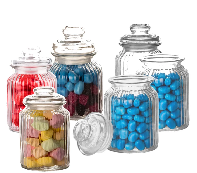 Sunnyray 6 Stück Kunststoff-Süßigkeitengläser mit Deckel, 1.4 l Candy-Bar-Behälter und 6 Süßigkeiten-Schaufeln und 6 Kunststoff-Zangen zum Servieren von transparenten Keksgläsern, Zucker, Party Sunnyray 6 Stück Kunststoff-Süßigkeitengläser mit Deckel, 1.4 l Candy-Bar-Behälter und 6 Süßigkeiten-Schaufeln und 6 Kunststoff-Zangen zum Servieren von transparenten Keksgläsern, Zucker, Party